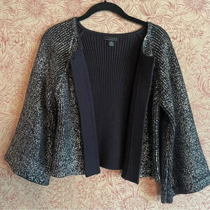 Line the Label black and silver cropped cardigan Medium